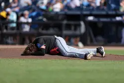 Marlins’ Ryan Weathers gets drilled in the head by own catcher in scary moment