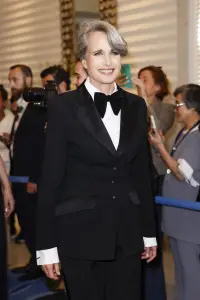 Andie MacDowell suits up in classic tuxedo on Cannes Film Festival 2025 red carpet
