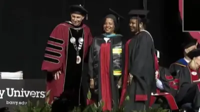 Mother-and-daughter graduates pick up diplomas side by side at Barry University
