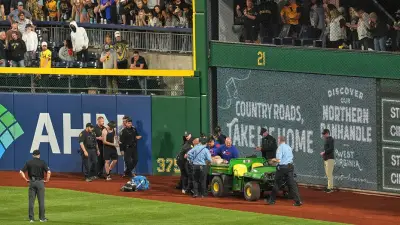 Fan who fell over wall onto field at Pirates game 'awake and alert,' GoFundMe says